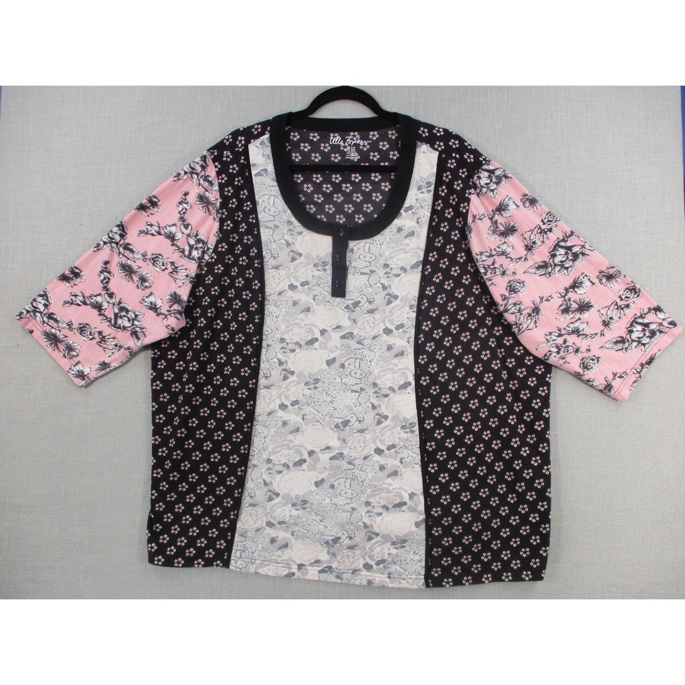 Ulla Popken Multi Floral Chic Plus Colorblock Tunic Women's Size 1X